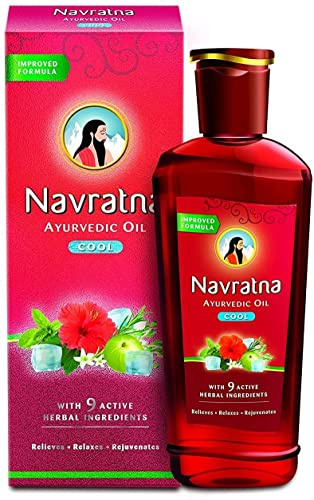 Navratna Kräuterhaaröl 200ml (1 Stück) - Kräuterisches kühles Haaröl - Erhalten Sie Linderung bei Haar- und Körperbeschwerden - Mischung aus verschiedenen Ölen