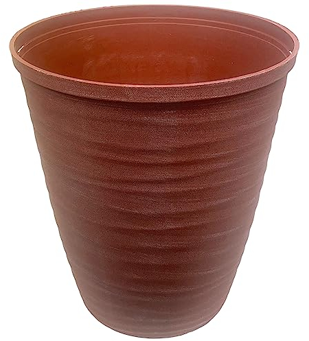 Easy Shopping Large Dune Planter Plastic Lightweight Flower Pots. Garden Planters. Patio, Balcony & Terrace Decorative Plant Container. Indoor or Outdoor. 28cm Dia. (Terracotta)