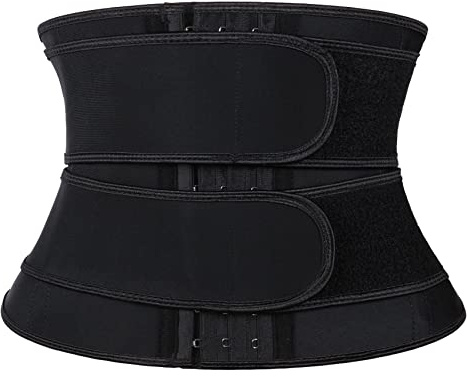 Atbuty Short Torso Waist Trainers Cincher for Women Tummy Control Corset Underbust Hourglass Body Shaper Latex Sport Girdle (Black (9'' Torso, 9 Bones, 2 Belt), 2XS)