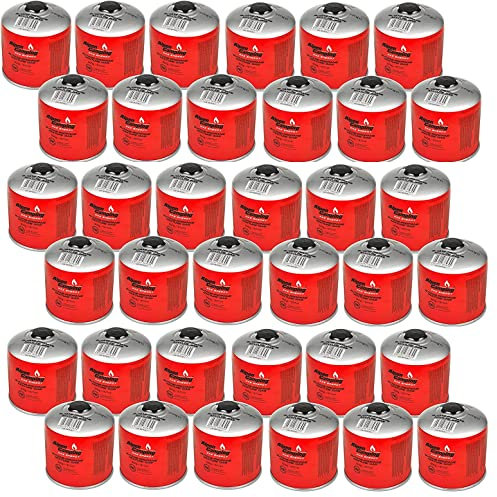 Alpen Camping IK008 36 x 877 ml/500 g gaspatroner med propan-Butan skruvpatron med 7/16 tum anslutning för gasspis campingspis bunsbrännare lödbrännare EN417 (36 stycken)