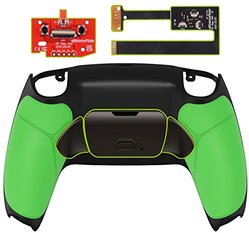 eXtremeRate Rise2.0 Remap Kit Metallo per ps5 Controller BDM-010/020, 2 Palette Paddles Back Button Tasti Aggiuntivi Programmabili & Cover Grip Posteriore per ps5 Joystick-Verde Nero