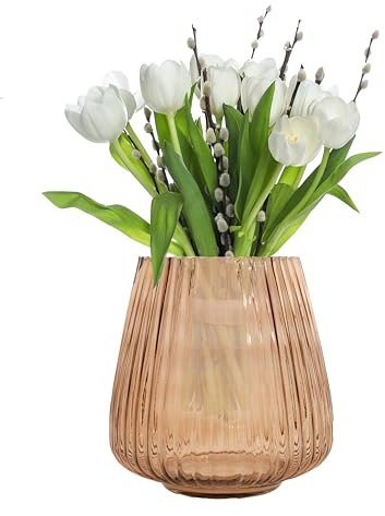Point-Virgule Vase, deko Wohnzimmer, blumenvasen aus Glas, wunderschön, Mokka, 17.7x18cm