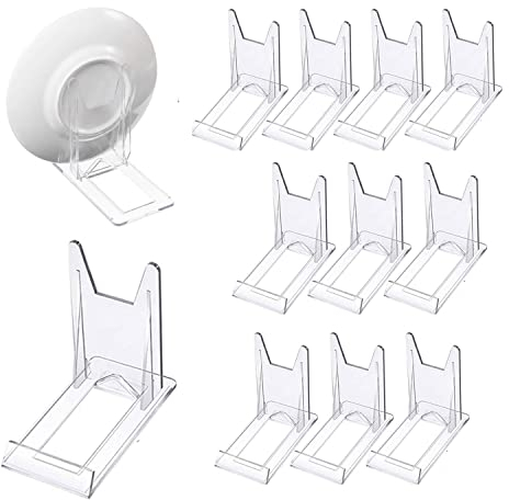 12 Stück Acryl Ständer Kunststoff Tellerständer，Tellerständer Kunststoff Aufsteller Ständer Verstellbar Dekotellerhalter Tellerständer Deko Aufsteller für Elektronische Produkte Fotodisplays