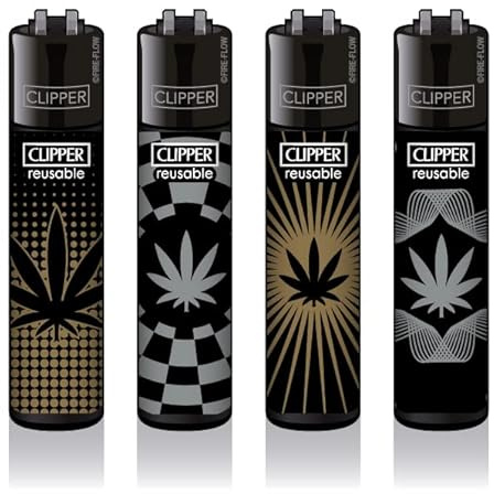 Clipper Feuerzeug 4er Set: (Gold & Silver Leaves)