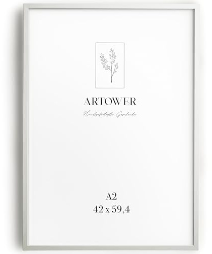 Artower® Bilderrahmen für DIN A2 42 x 59,4 cm Weiß Holz Dünner Rahmen | Posterrahmen Groß für Collage | Picture Frame White Wood 42 x 59,4cm | Holzbilderrahmen Poster Rahmen Echtholz