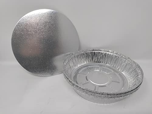 Foglish Home & Garden 15 x Round 7 18cm Aluminium Foil Pie Flan Dishes with Lids Cooking Baking Re-Heating BBQ 18.3x4.cm Airfryer Oven