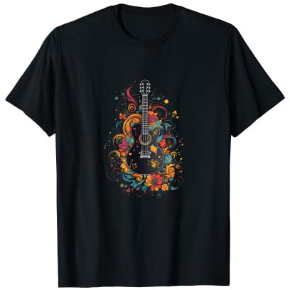 Gitarre mit Blumen vintage T-Shirt