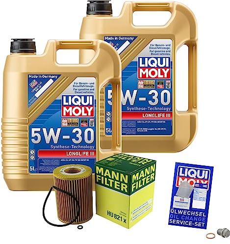 Inspektionspaket 10L LIQUI MOLY 5W-30 für C-Klasse T-Model S204 GLE W166 | Motoröl LIQUI MOLY Longlife III 5W-30 Ölfilter Ablassschraube