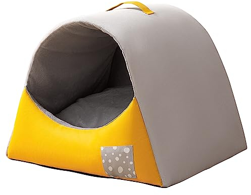 Galatée Hundebett, Weiches Katzenhöhlenbett Für Guten Halt, Bequemes Haustierhöhlenbett Mit Abnehmbarem Kissen, Waschbares Hundebett(M, Grau)
