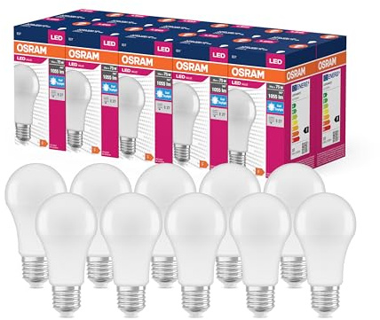 Osram Valeur d'étoile LED Classic A75 LAMPE LED pour la prise E27, Forme de Pear, ven, 1055 LM, White de la lumière du jour (6500k), remplacement 75W conventionnelles, non dimmables, 10-pack