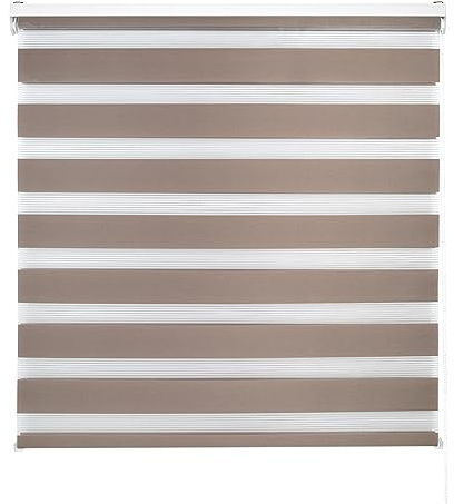 Blindecor | Estor Enrollable Noche y Día a Medida | Doble Capa | Color Marrón | 110 x 250 cm (Ancho por Alto) Tamaño de la Tela 107 x 245 cm | Estores para Ventanas