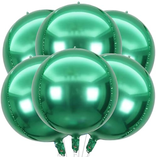 VIKY® 6 Stück Folienballon Geburtstag, 22 Zoll 4D Luftballons Geburtstag Helium Ballon Grün, Kindergeburtstag Deko Luftballon, Party Deko Ballons für Geburtstag, Graduation, Einschulung, Rente Deko