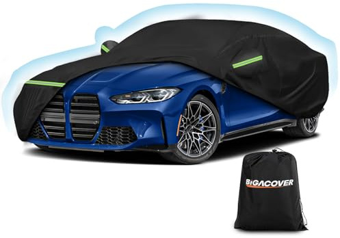 Autoabdeckung für BMW M4/4 Serie 420i 428i 430i 435i 440i /4 Coupe 2014–2024, wasserdichter 210D-Oxford-Stoff und Baumwolle, Outdoor-Vollgarage mit Reißverschluss, Winddicht, robust, Allwetter
