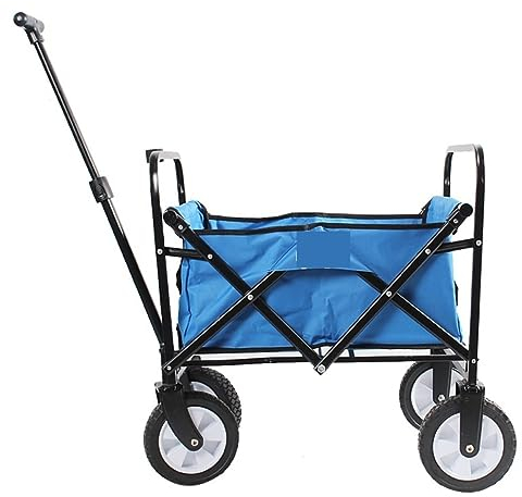 CRBUDY Wagenwagen, Gartenwagen, zusammenklappbarer Gartentrolley, robuster Trolley, Einkaufswagen für Outdoor-Camping, Strandwagen, Strandwagen, Einkaufswagen (blau)
