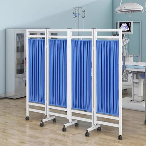 Room Divider Wall Screen - 180cm/6ft Tall, Free Standing Medical Privacy Fence Protector on Wheels, Foldable Seperating Panel for Emergency Room