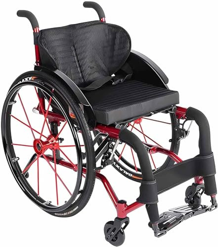 Kleiner faltbarer Rollstuhl, ultraleichter Reiserollstuhl mit Sitzbreite – extra schmaler & aktiver Rollstuhl für Zuhause und draußen – Farbe B, Größe