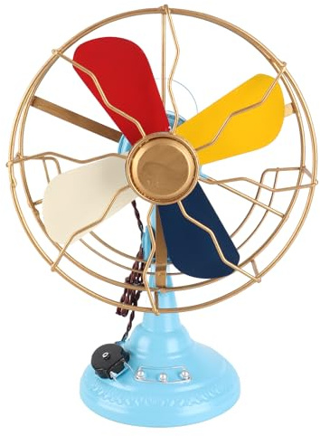 WGFOIP Adorno de Ventilador de Mesa Vintage, Decoración de Ventilador de Metal de Estilo Retro Clásico con Aspas Giratorias, Base Gruesa y Fondo Ancho, Ideal para Decoración de