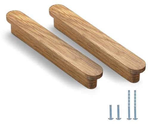 Evionlin Griffe für Küchenschränke, Möbel, Kommode, Kleiderschrank, Schublade, Buchenholz, 4 Stück