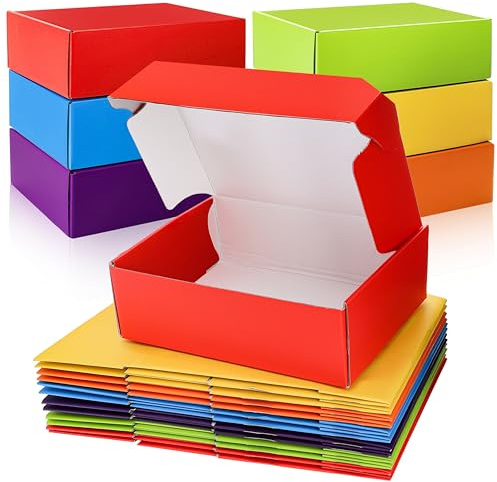 Peohud 18 Pack Shipping Boxes, 12x9x4 Inches Assorted Colors Corrugated Cardboard Box, Large Tab Locking Literature Mailer Gift Box for Small Business, Packing, Wrapping Present
