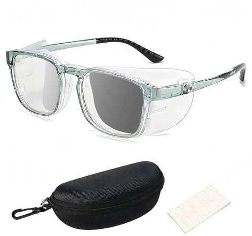 Vyloky Schutzbrille Sehstärke für Brillenträger,Sicherheits-Überbrille,Augenbefeuchtung,Tropfer,kratzfest,Wrap-around,Anti Pollen Brille,Sicherheitsbrille (Blau+Verlaufsgläser,-5.0 D)