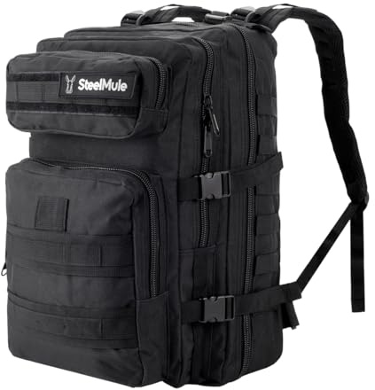 SteelMule 38L Zaino tattico militare di emergenza 3 giorni - MOLLE, zaino grande, grande capacità, impermeabile, zaino escursionismo, sport all'aria aperta, caccia, zaino crossfit con toppe, palestra