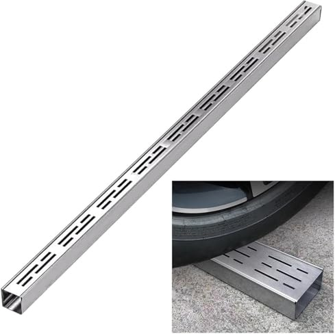 IYUESQ Canal de Drenaje Delgado Personalizable con Rejilla extraíble, Drenaje de Entrada Estrecho y Resistente, desagües Exteriores de Acero Inoxidable para Patio, Garaje y Parque (1 m, 5