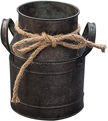 DDNGEJ Vaso da Fattoria in Metallo, Vaso per Fiori, Decorativo, Stile Country, Vintage, Vecchio bidone del Latte, Rustico, Shabby Chic, Vaso primitivo Anticato, secchi