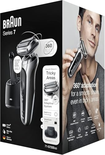 Braun Series 7 Men's Electric Shaver with 60 Minutes Battery Life, Precision Trimmer Attachment, Wireless Wet and Dry Shaver, Made in Germany, Waterproof, 72-C1200s, Gold
