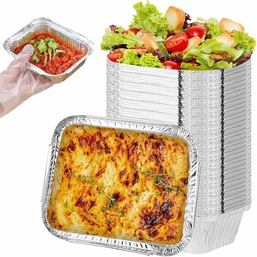 125 Stück Grill Aluschalen, 600ml Alu Grillschalen, Alu Grill Tropfschale aus Aluminiumfolie, 17×13×5cm Multifunktional Grill Schalen für Kochen, Backen, Picknick
