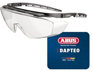 ABUS Schutzbrille Dapteo mit UV-Schutz - Überbrille für Brillenträger - Persönliche Schutzausrüstung - erfüllt die Normen EN 166, EN 170, ANSI Z87.1 - klare Gläser, Farbe schwarz-grau