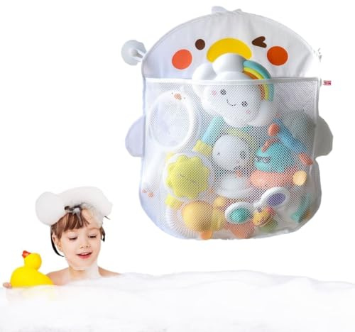 JYNXOR 1 Pezzi Bath Rete Giocattolo, Rete Giocattolo per Vasca, Organizzatore Giocattoli Bagno Borsa Sacca Rete Portaoggetti da Appendere Immagazzinaggio del Giocattolo del Bagno, Cesta Porta Giochi