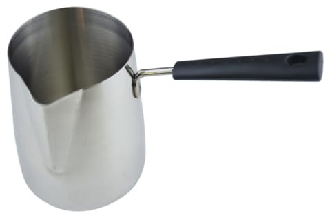 HOUDERCO Pichet Mousseur Lait Acier Inoxydable Bec Ailé Pour Latte Art Précis Poignée Longue Confortable Pour Cappuccino Et Espresso Maison