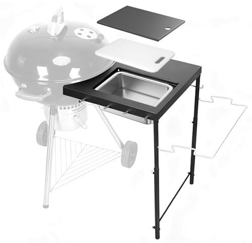 Utheer Folding Grill Table for Weber Kettle 22/18/26 Inch, BBQ Prep Station