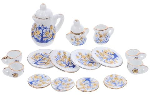 Hohopeti Miniatura de Porcelana para Juego de Té Vajilla Detallada y Resistente Accesorios para Casa de Muñecas y Proyectos DIY Taza y Tetera Pequeñas para Juego de Simulación