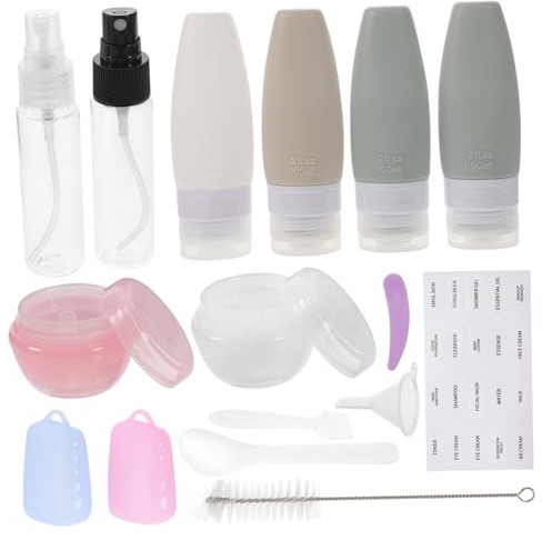 MUCKLILY Wiederbefüllbares Reiseflaschen 17 Stück aus Silikon Kompakte Kosmetikbehälter für Lotion Creme Öl mit Tragetasche Leicht und Auslaufsicher für Hautpflege Unterwegs