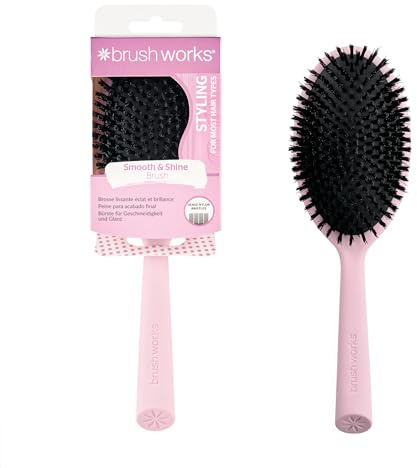 Brushworks Smooth & Shine Hair Brush – Dense Nylon Bristles for Sleek Styles & Glossy Finishes – Detangling & Smoothing Styler for Natural Shine – Made from 64% Recycled Materials