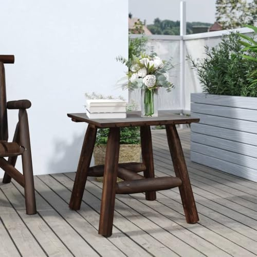Hoopleep Beistelltisch 49x49x50 cm, Massivholz Fichte, rustikale Optik, Stabiler Holztisch für Terrasse, Balkon, Garten, vielseitig einsetzbarer Kleiner Couchtisch für den Außenbereich