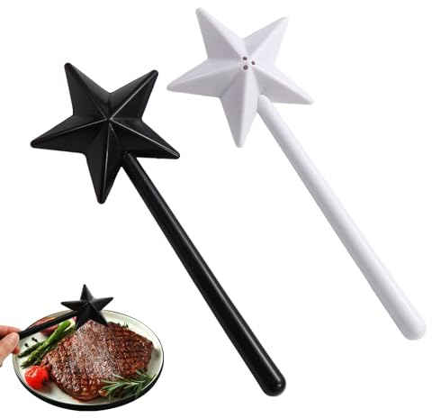 NYVOR 2 piezas saleras y pimentas, varita mágica con agujeros recargables para coctelera mágica, saleros y pimientos originales, apta para cocinas y comedores (blanco y negro)