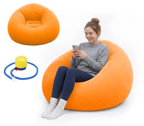 Yuragim Aufblasbares Sofa, Aufblasbarer Sitzsack, Air Sofa Lazy No Bean Bag Aufblasbares Sofa Wasserdichtes Aufblasbare Couch Strandsofa Wohnzimmer Schlafzimmer Outdoor Camping, 100x 100 x 60 cm