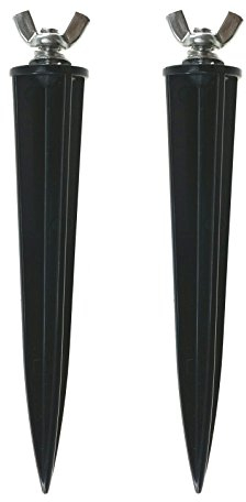 Trango 2er Set GS*2 piquets de Sol de Jardin en Plastique Noir, Douille de Lampe, Pointe de projecteur à Pointes, Pointes de Jardin, Pointes de Sol, Supports de Sol, Pointes de Terre de projecteurs