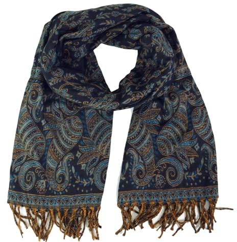 GURU SHOP Weicher Pashmina Schal mit Paisley Muster | Warmer Schal, ideal für kalte Tage, Unisex, 100 % Polyacryl, vielseitig einsetzbar