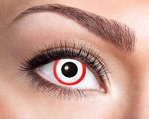 Zoelibat - Lenti a contatto colorate, qualità marca, lenti settimanali, 2 pezzi, BC 8.6 mm/DIA 14.5 mm, per Halloween, carnevale, bianco/rosso