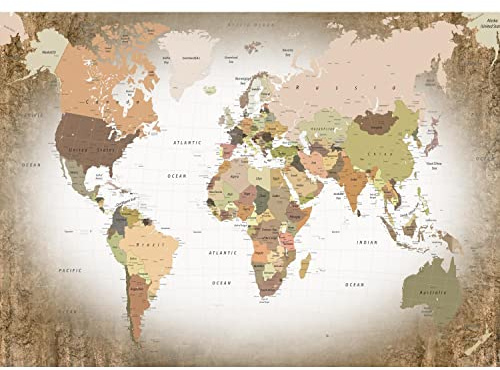 Runa Art Papel tapiz fotográfico mapa del mundo 352 x 250 cm Lana Fondo De Pantalla XXL Moderna Decoración De Pared Sala Cuarto Oficina Salón marrón 9457011b