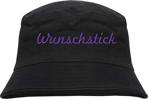 HB_Druck Fischerhut - Bucket Hat mit Wunschtext - Schreibschrift - Bestickt - L/XL Stickfarbe: lila
