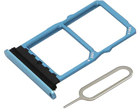 MMOBIEL Tiroir Carte Dual Sim de Rechange Compatible avec Huawei P30 2019 - INCL. Joint en Caoutchouc et l'épingle SIM - Support Carte SIM - Bleu