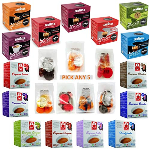 5 Packs Of Espresso Pods For Lavazza a Modo Mio Coffee Machines. Choose From Both Original Lavazza And Compatible Capsules