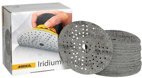 Mirka Schleifpapier Iridium Ø 125 mm Grip 89-Loch Korn 40 50 Stk | Premium Schleifpapier für Lack Spachtel Grundierung Holz Stahl Mineralwerkstoffe Kunststoff hohe Effizienz lange Lebensdauer