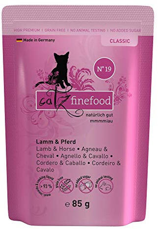 catz finefood N° 19 lamm & häst fin mat kattmat våt raffinerad med zucchini & tomat, 16 x 85 g påse