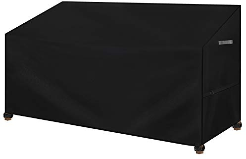 Dokon Abdeckung für Gartenbank 3 Sitzer Wasserdichtes Gartenbank Schutzhülle mit Belüftungsöffnungen, Winddicht Anti-UV Robustes 420D Oxford-Gewebe Abdeckhaube für Gartensofa, 163x66x63/89cm