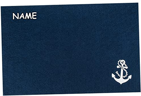 alles-meine.de GmbH 2 Stück Filz - Unterlagen/Platzdeckchen/Platzset & Tischset - Maritim - Anker & Tau - inkl. Name - dunkel blau - 45 cm * 30 cm - eckig - waschbar & schm..